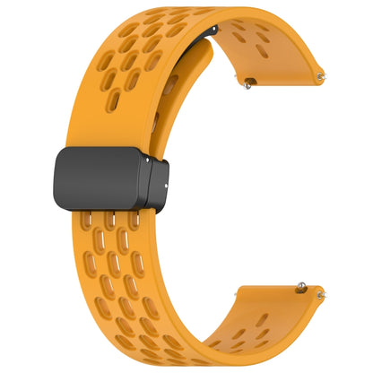 For Amazfit GTR 42mm 20mm Folding Magnetic Clasp Silicone Watch Band(Yellow) - Watch Bands by buy2fix | Online Shopping UK | buy2fix