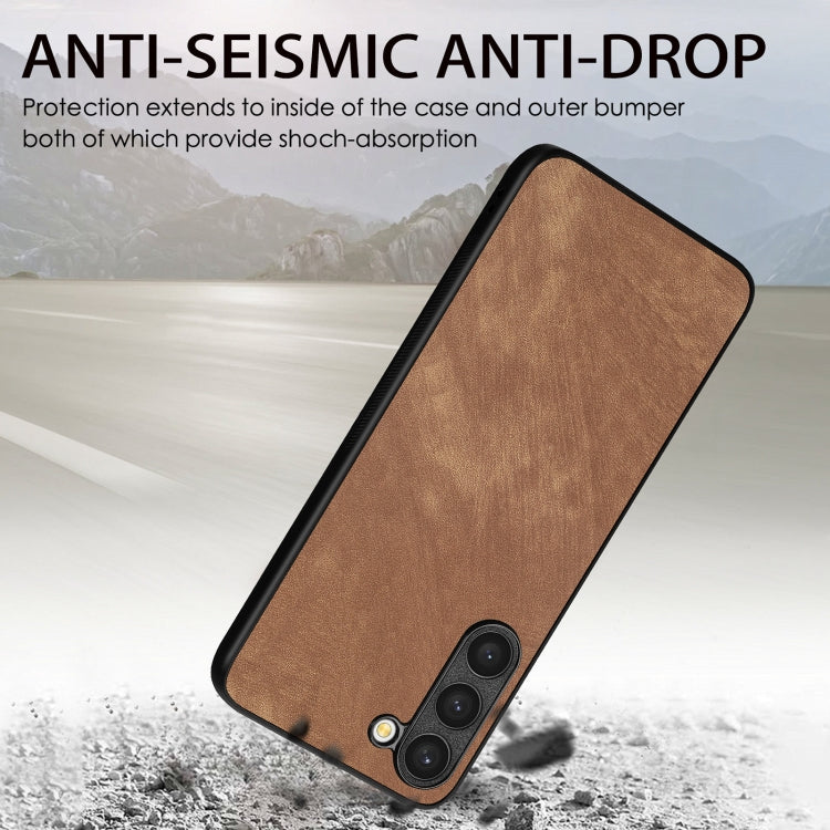 For Samsung Galaxy S23+ 5G Vintage Leather PC Back Cover Phone Case(Brown) - Galaxy S23+ 5G Cases by buy2fix | Online Shopping UK | buy2fix