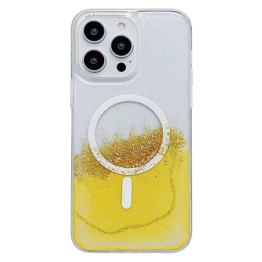 For iPhone 13 Pro Max MagSafe Gilding Hybrid Clear TPU Phone Case(Yellow) - iPhone 13 Pro Max Cases by buy2fix | Online Shopping UK | buy2fix
