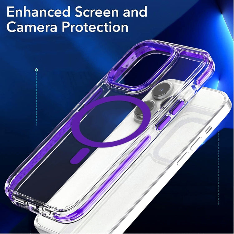 For iPhone 14 Pro Dual-color MagSafe TPU Hybrid Clear PC Shockproof Phone Case(White) - iPhone 14 Pro Cases by buy2fix | Online Shopping UK | buy2fix