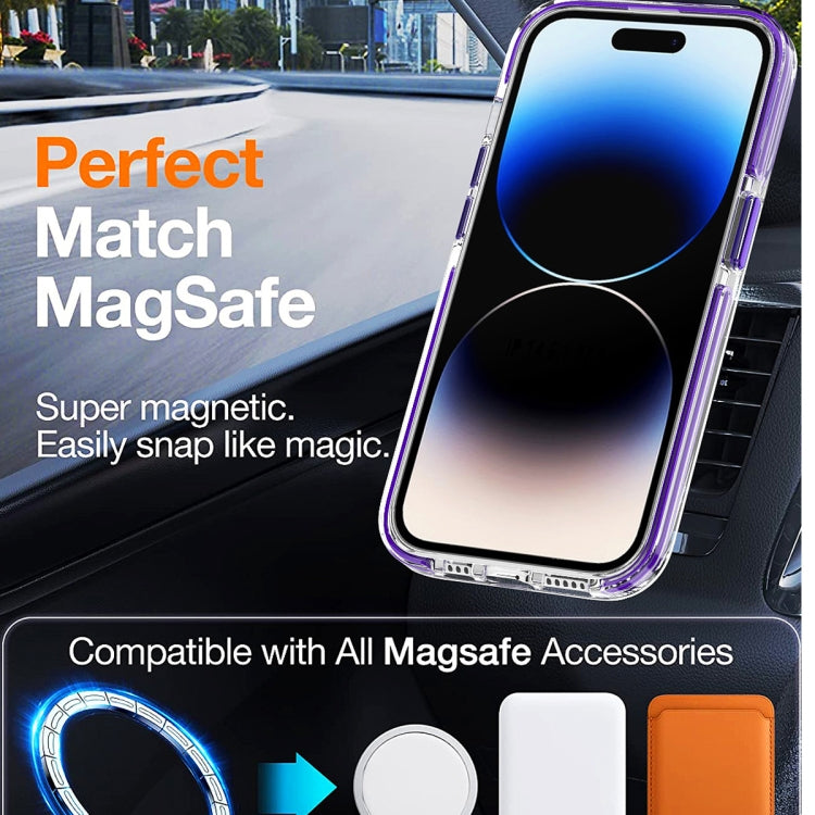 For iPhone 13 Pro Max Dual-color MagSafe TPU Hybrid Clear PC Shockproof Phone Case(Blue) - iPhone 13 Pro Max Cases by buy2fix | Online Shopping UK | buy2fix