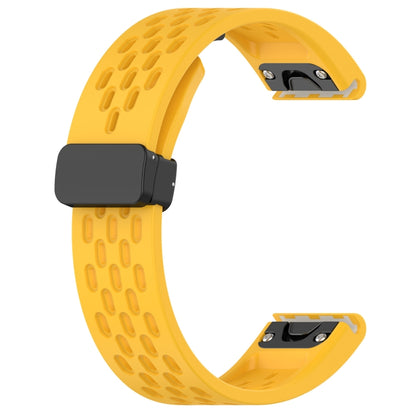 For Garmin Fenix 5X GPS / 5X Puls Quick Release Holes Magnetic Buckle Silicone Watch Band(Yellow) - Watch Bands by buy2fix | Online Shopping UK | buy2fix