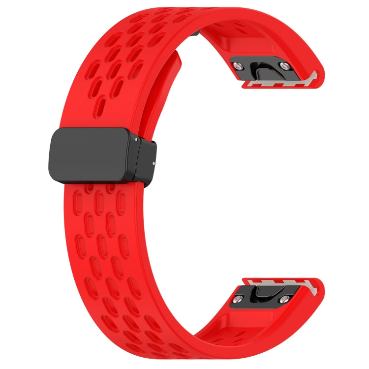 For Garmin D2 Bravo / Quaitx 3 Quick Release Holes Magnetic Buckle Silicone Watch Band(Red) - Watch Bands by buy2fix | Online Shopping UK | buy2fix