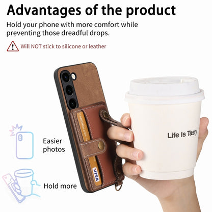 For Samsung Galaxy S23 5G Retro Cross Wristband Wallet Leather Back Phone Case(Brown) - Galaxy S23 5G Cases by buy2fix | Online Shopping UK | buy2fix