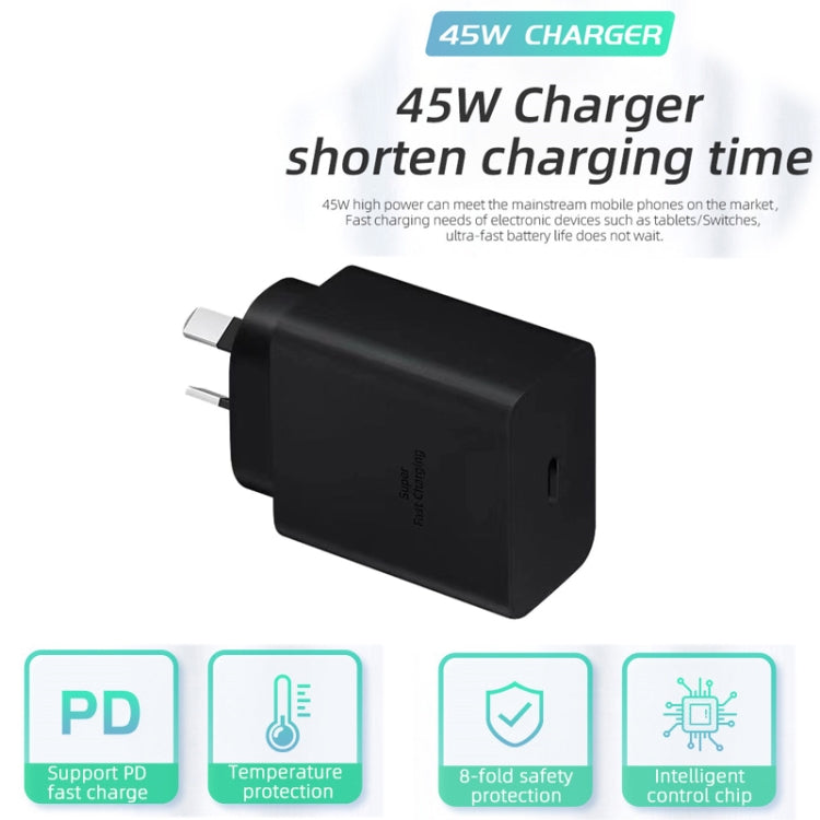 M135 PPS / PD 45W USB-C / Type-C Port Fast Charger, AU Plug(Black) - USB Charger by buy2fix | Online Shopping UK | buy2fix