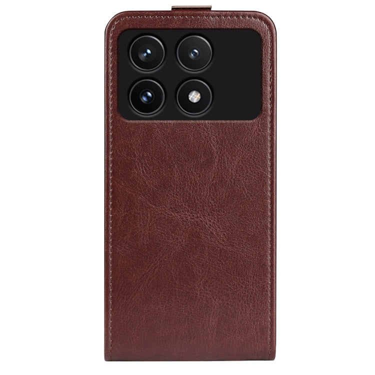 For Xiaomi Redmi K70 R64 Texture Single Vertical Flip Leather Phone Case(Brown) - K70 Cases by buy2fix | Online Shopping UK | buy2fix