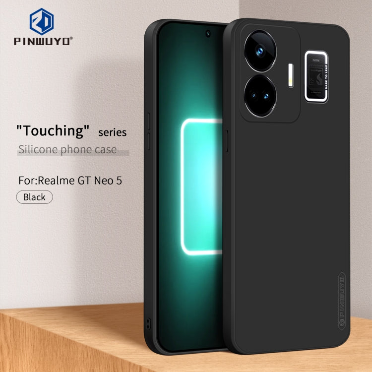 For Realme GT Neo5 PINWUYO Sense Series Liquid Silicone TPU Phone Case(Black) - Realme Cases by PINWUYO | Online Shopping UK | buy2fix