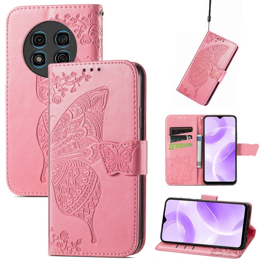 For Ulefone Note 15 Butterfly Love Flower Embossed Leather Phone Case(Pink) - Ulefone Cases by buy2fix | Online Shopping UK | buy2fix