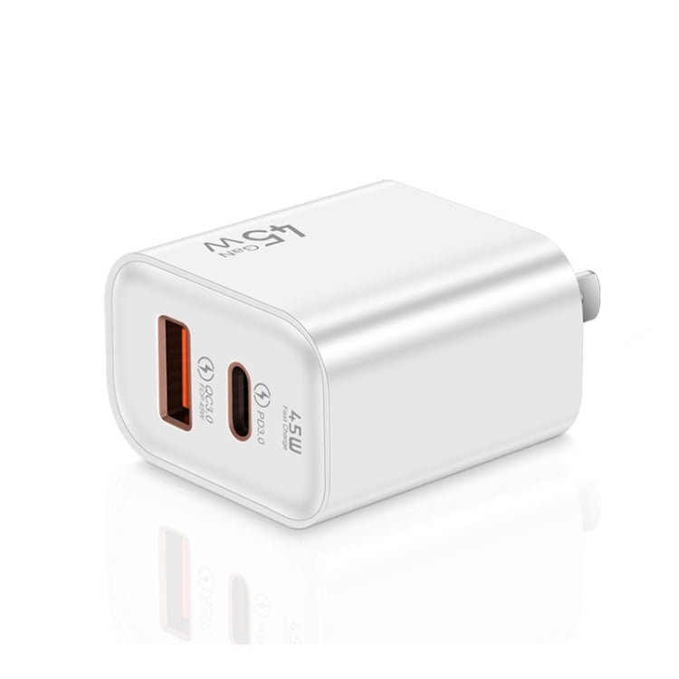 45PQ 45W PD25W + QC3.0 20W USB Fully Compatible Super Fast Charger, US Plug(White) - USB Charger by buy2fix | Online Shopping UK | buy2fix