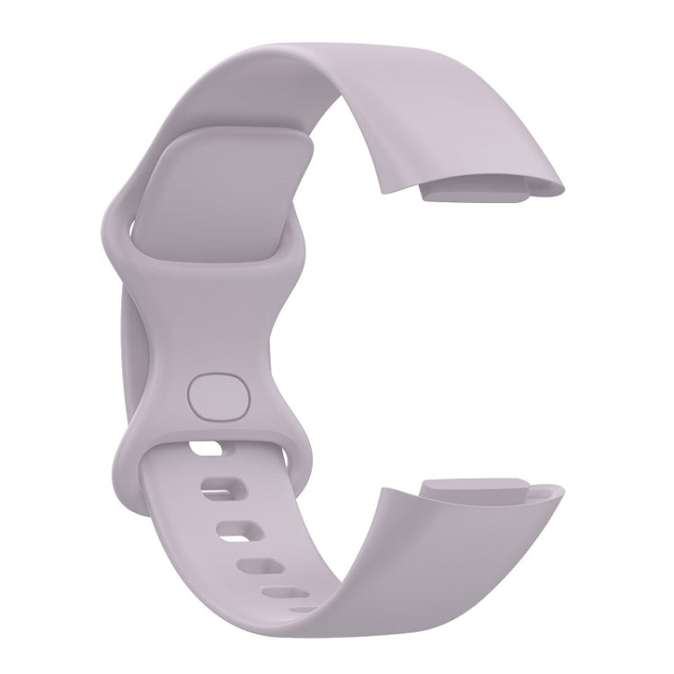 For Fitbit Charge 6 Solid Color Butterfly Buckle Silicone Watch Band, Size:S Size(Light Purple) - Watch Bands by buy2fix | Online Shopping UK | buy2fix