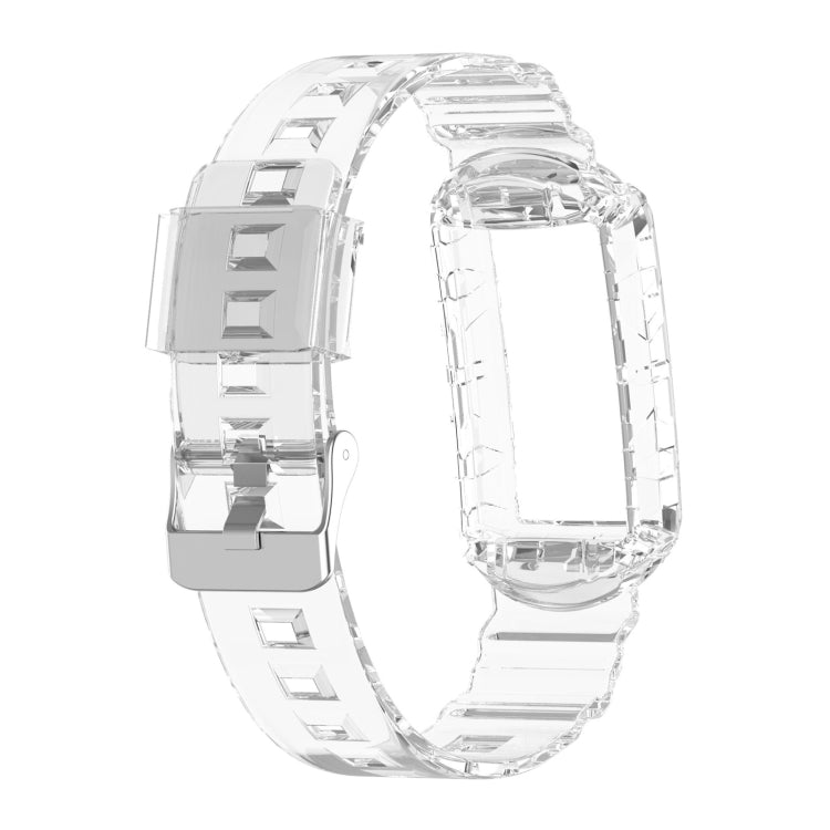 For Fitbit Charge 6 / 5 / 4 / 3 Armor Integrated TPU Watch Band(Transparent) - Watch Bands by buy2fix | Online Shopping UK | buy2fix