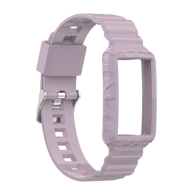 For Fitbit Charge 6 / 5 / 4 / 3 Armor Integrated TPU Watch Band(Light Purple) - Watch Bands by buy2fix | Online Shopping UK | buy2fix