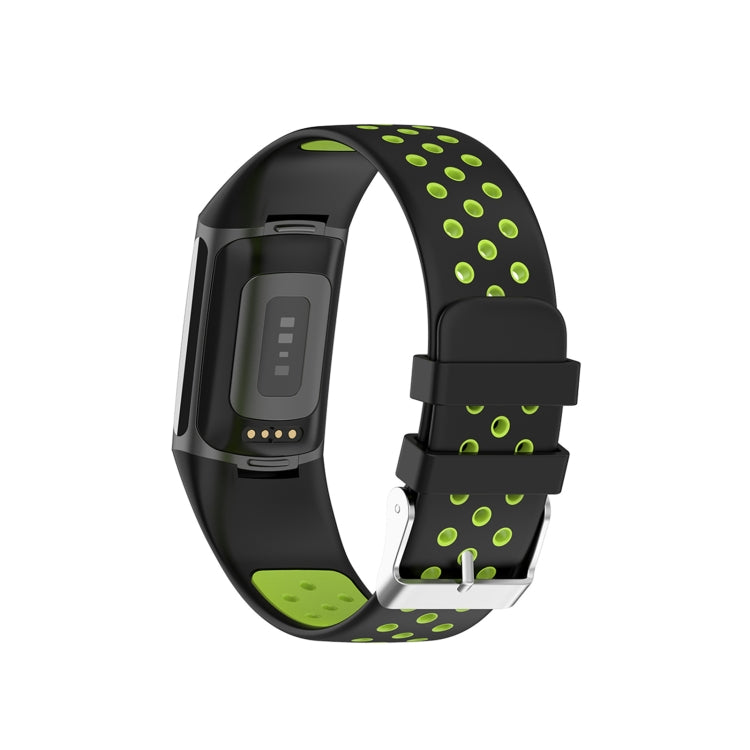 For Fitbit Charge 6 Dual Color Breathable Silicone Watch Band(Black+Lime) - Watch Bands by buy2fix | Online Shopping UK | buy2fix