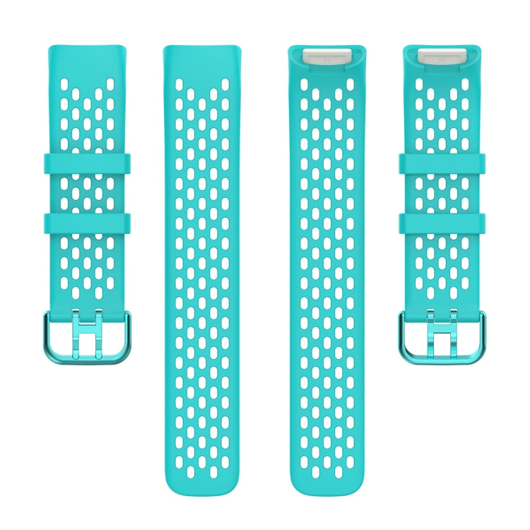 For Fitbit Charge 6 Solid Color Breathable Sports Silicone Watch Band(Teal Green) - Watch Bands by buy2fix | Online Shopping UK | buy2fix