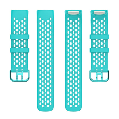 For Fitbit Charge 5 Solid Color Breathable Sports Silicone Watch Band(Teal Green) - Watch Bands by buy2fix | Online Shopping UK | buy2fix