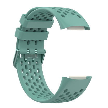 For Fitbit Charge 5 Solid Color Breathable Sports Silicone Watch Band(Pine Green) - Watch Bands by buy2fix | Online Shopping UK | buy2fix
