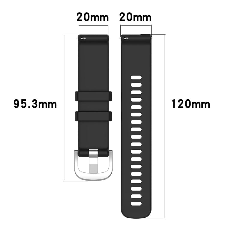 For Garmin Forerunner245 / 245 Music Liquid Glossy Silver Buckle Silicone Watch Band(Black) - Watch Bands by buy2fix | Online Shopping UK | buy2fix