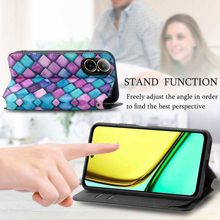 For Realme C67 4G CaseNeo Colorful Magnetic Leather Phone Case(Colored Squares) - C67 Cases by buy2fix | Online Shopping UK | buy2fix