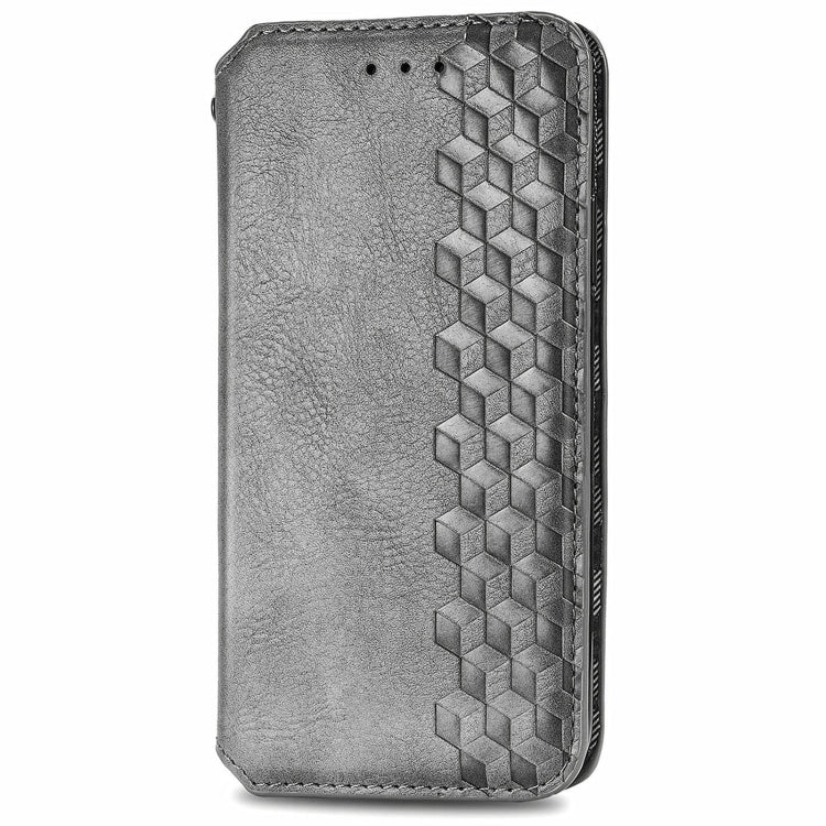 For OnePlus 12 Cubic Grid Pressed Magnetic Leather Phone Case(Grey) - OnePlus Cases by buy2fix | Online Shopping UK | buy2fix