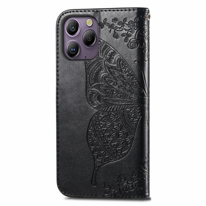 For Blackview A96 Butterfly Love Flower Embossed Leather Phone Case(Black) - More Brand by buy2fix | Online Shopping UK | buy2fix