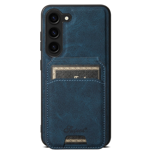For Samsung Galaxy S23 5G Suteni H16 Litchi Texture Leather Detachable Wallet Back Phone Case(Blue) - Galaxy S23 5G Cases by Suteni | Online Shopping UK | buy2fix