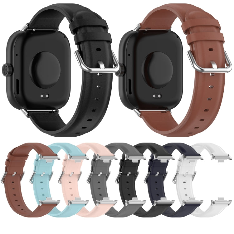 For Redmi Watch 4 Round Tail Top Layer Leather Watch Band(Black) - Watch Bands by buy2fix | Online Shopping UK | buy2fix