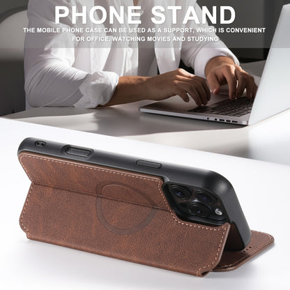 For iPhone 16 Pro Suteni J06 Retro Matte Litchi Texture Leather MagSafe Phone Case(Brown) - iPhone 16 Pro Cases by Suteni | Online Shopping UK | buy2fix