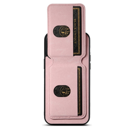 For iPhone 15 Pro Max Suteni H02 Litchi Leather Card Wallet Stand Back Phone Case(Pink) - iPhone 15 Pro Max Cases by Suteni | Online Shopping UK | buy2fix