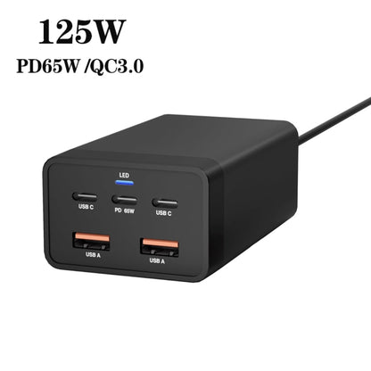 GAN 125W PD65W Dual Type-C + QC3.0 USB Multi Compatible Notebook Adapter EU Plug - Cable & Adapter by buy2fix | Online Shopping UK | buy2fix