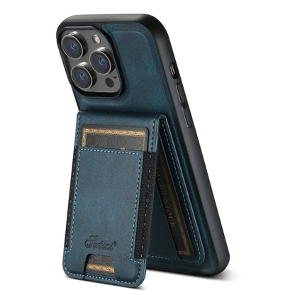 For iPhone 14 Pro Max Suteni H17 Oil Eax Leather MagSafe Detachable Wallet Phone Case(Blue) - iPhone 14 Pro Max Cases by Suteni | Online Shopping UK | buy2fix