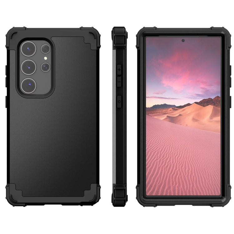 For Samsung Galaxy S24 Ultra 5G 3 in 1 Silicone Hybrid PC Shockproof Phone Case(Black) - Galaxy S24 Ultra 5G Cases by buy2fix | Online Shopping UK | buy2fix