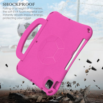 For iPad Air 11 2024 Handle Football Shaped EVA Shockproof Tablet Case(Rose Red) - iPad Air 11 2024 Cases by buy2fix | Online Shopping UK | buy2fix