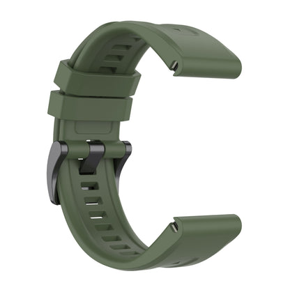 For Garmin Fenix 7 Solar / Sapphire Solar Solid Color Black Buckle Silicone Quick Release Watch Band(Dark Green) - Watch Bands by buy2fix | Online Shopping UK | buy2fix