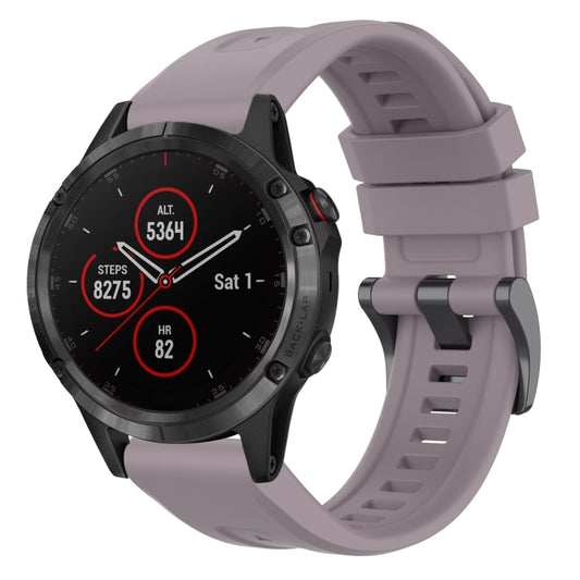 For Garmin Fenix 5 / Fenix 5 Plus Solid Color Black Buckle Silicone Quick Release Watch Band(Purple) - Watch Bands by buy2fix | Online Shopping UK | buy2fix