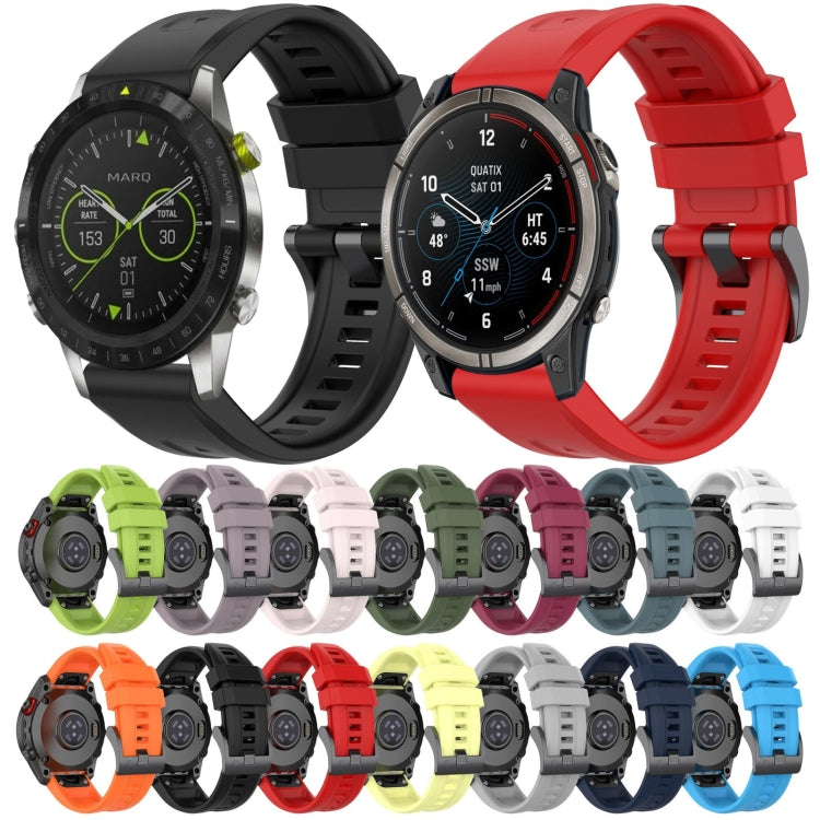 For Garmin Fenix 5 / Fenix 5 Plus Solid Color Black Buckle Silicone Quick Release Watch Band(Dark Green) - Watch Bands by buy2fix | Online Shopping UK | buy2fix