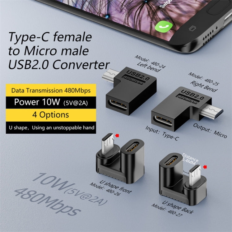 Type-C Female to Micro USB Male Adapter Data Charging Transmission, Specification:Type-C Female to Micro Male Right Bend - Cable & Adapters by buy2fix | Online Shopping UK | buy2fix