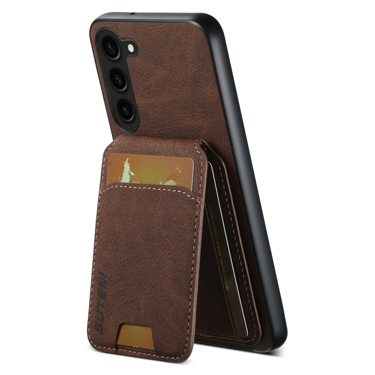 For Samsung Galaxy S24+ 5G Suteni H02 Litchi Leather Card Wallet Stand Back Phone Case(Brown) - Galaxy S24+ 5G Cases by Suteni | Online Shopping UK | buy2fix