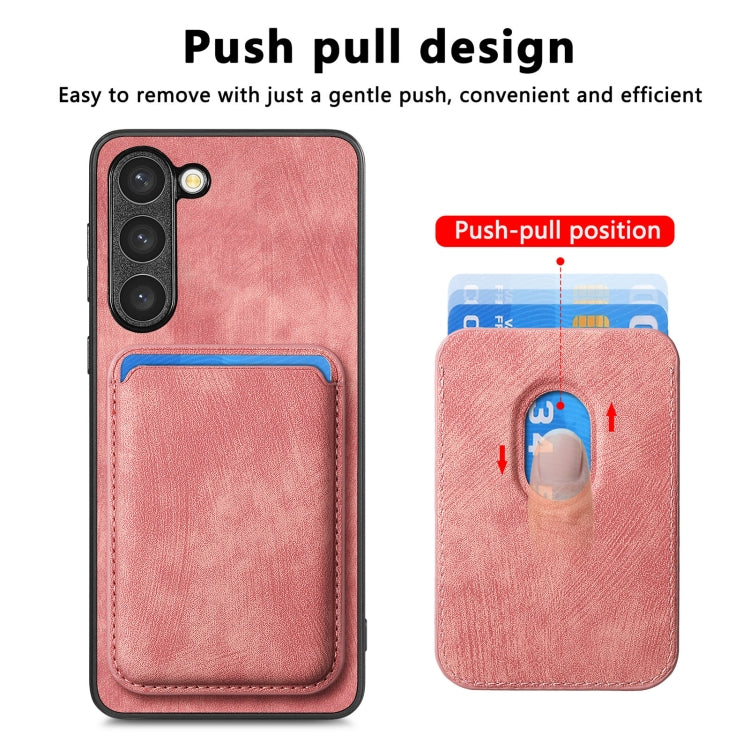 For Samsung Galaxy S23+ 5G Retro Leather Card Bag Magnetic Phone Case(Pink) - Galaxy S23+ 5G Cases by buy2fix | Online Shopping UK | buy2fix