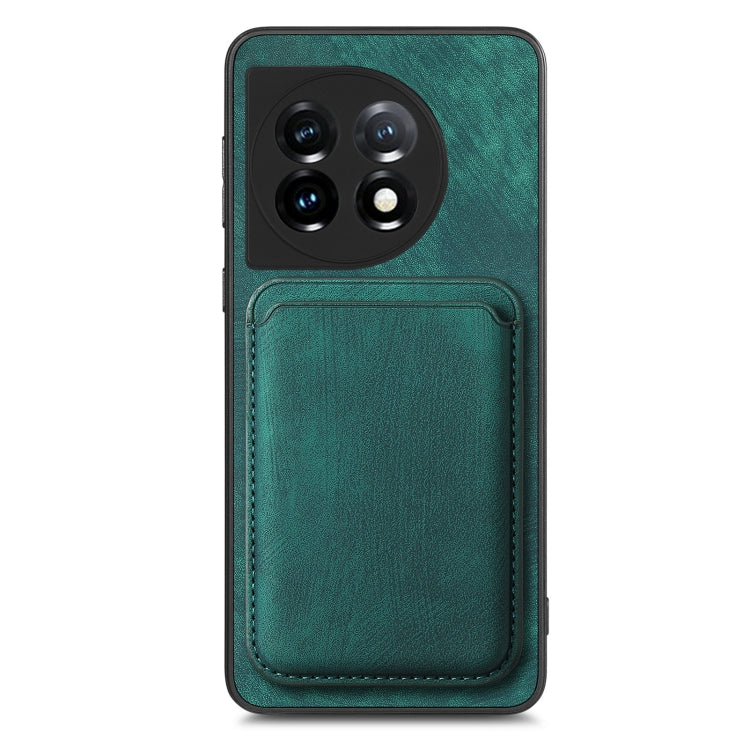 For OnePlus 11 Retro Leather Card Bag Magnetic Phone Case(Green) - OnePlus Cases by buy2fix | Online Shopping UK | buy2fix