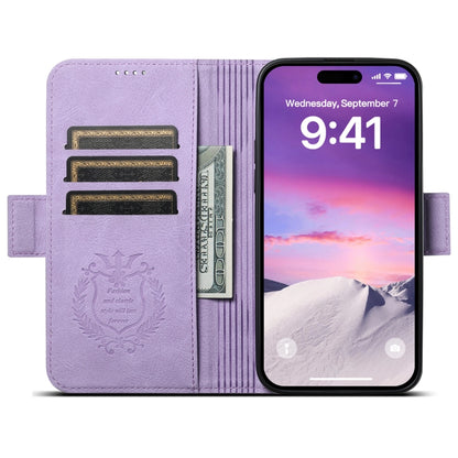 For iPhone 15 Plus SUTENI J07 Multifunctional Horizontal Flip Magsafe Leather Phone Case(Purple) - iPhone 15 Plus Cases by Suteni | Online Shopping UK | buy2fix