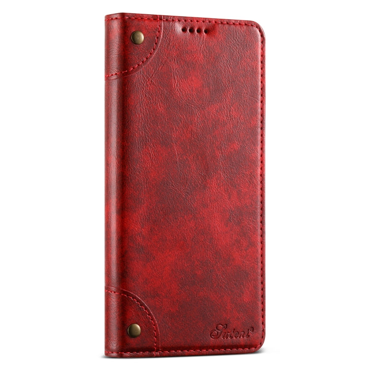 For Samsung Galaxy S24 5G Suteni Baroque Calf Texture Buckle Wallet Leather Phone Case(Red) - Galaxy S24 5G Cases by Suteni | Online Shopping UK | buy2fix