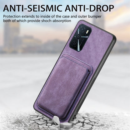 For OPPO A78 4G Retro Leather Card Bag Magnetic Phone Case(Purple) - OPPO Cases by buy2fix | Online Shopping UK | buy2fix