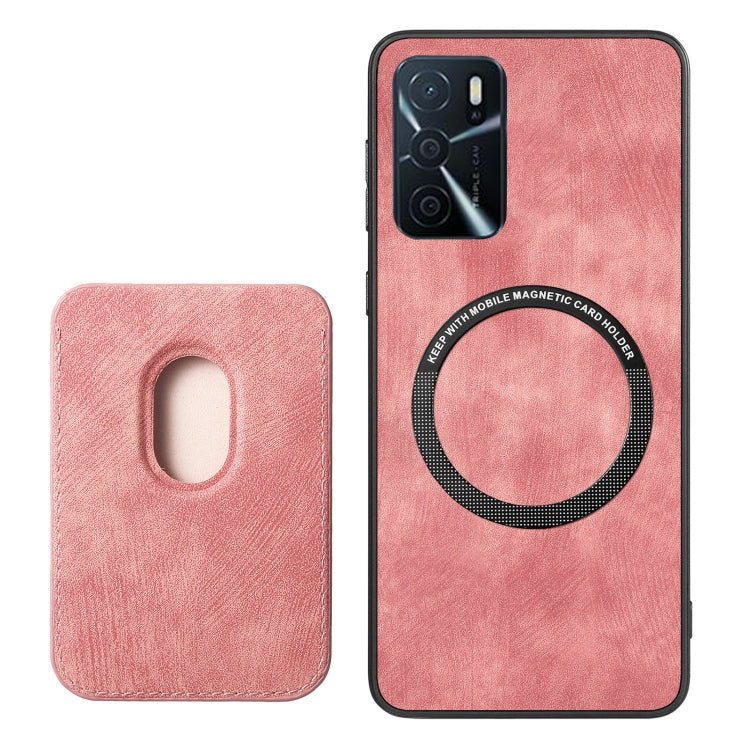 For OPPO Reno8 Z Retro Leather Card Bag Magnetic Phone Case(Pink) - OPPO Cases by buy2fix | Online Shopping UK | buy2fix