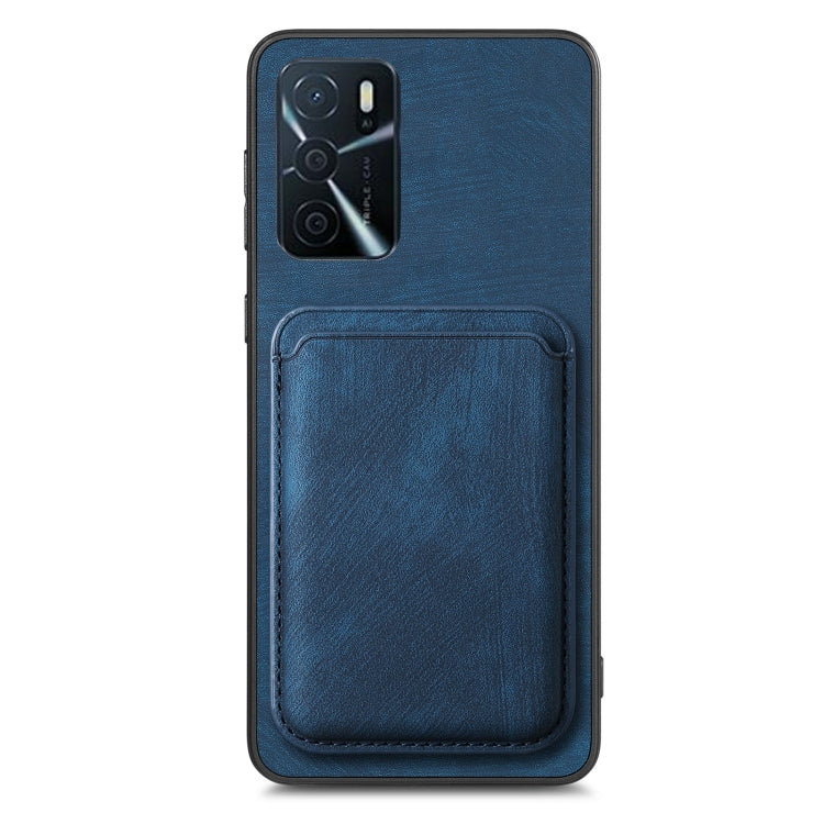 For OPPO A17K Retro Leather Card Bag Magnetic Phone Case(Blue) - OPPO Cases by buy2fix | Online Shopping UK | buy2fix