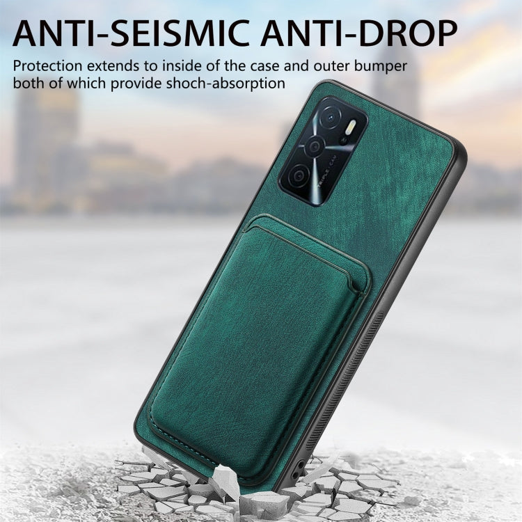 For OPPO A16K Retro Leather Card Bag Magnetic Phone Case(Green) - OPPO Cases by buy2fix | Online Shopping UK | buy2fix