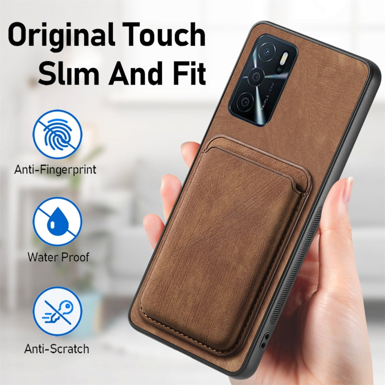 For OPPO A15 Retro Leather Card Bag Magnetic Phone Case(Brown) - OPPO Cases by buy2fix | Online Shopping UK | buy2fix