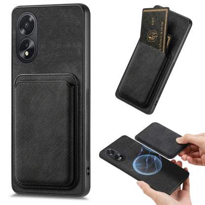 For OPPO A38 4G / A18 4G Retro Leather Card Bag Magnetic Phone Case(Black) - OPPO Cases by buy2fix | Online Shopping UK | buy2fix