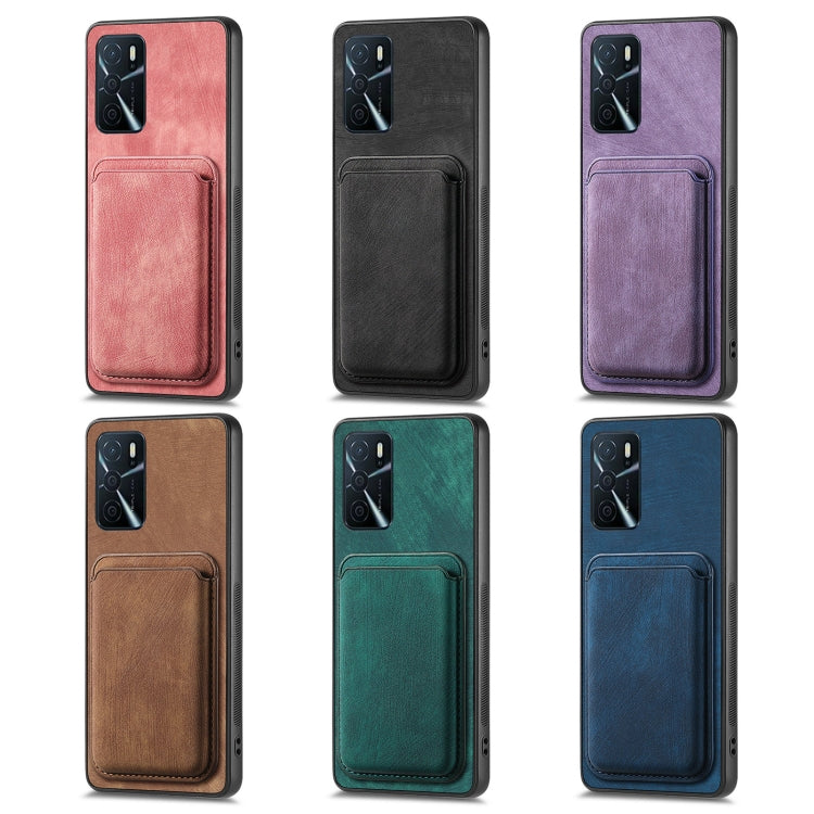For OPPO Find X5 Pro Retro Leather Card Bag Magnetic Phone Case(Purple) - OPPO Cases by buy2fix | Online Shopping UK | buy2fix