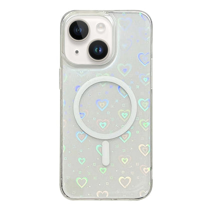 For iPhone 15 Laser Love MagSafe TPU Phone Case(Transparent) - iPhone 15 Cases by buy2fix | Online Shopping UK | buy2fix
