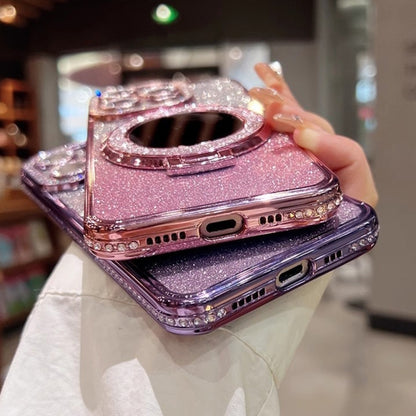 For iPhone 14 Plus MagSafe Rhinestone Mirror Glitter TPU Phone Case(Night Purple) - iPhone 14 Plus Cases by buy2fix | Online Shopping UK | buy2fix